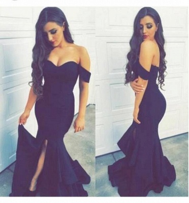 New Arrival Off the Shoulder Mermaid Evening Dress Sexy Long Split  Party Dresses_1