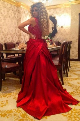 Elegant Red Lace Floor Length Evening Dress New Arrival Detachable Custom Made Special Occasion Dress_1