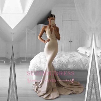 Halter Sexy  Evening Gown Sleeveless Mermaid Long V-neck Prom Dress BA5478_1
