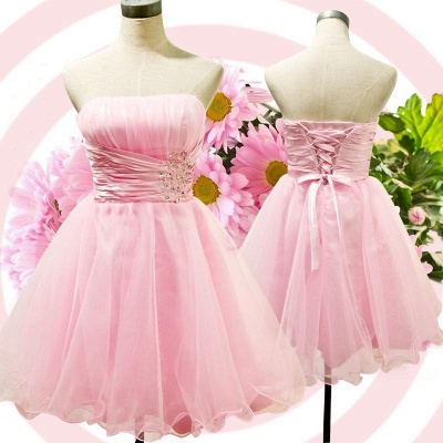 Cute Strapless Crystal Mini Homecoming Dress New Arrival Custom Made Short Cocktail Dress BA7004_3