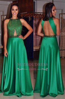 Sleeveless Floor length Green Evening Dress Beaded  Popular  Prom Dress_2