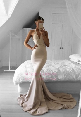 Halter Sexy  Evening Gown Sleeveless Mermaid Long V-neck Prom Dress BA5478_2