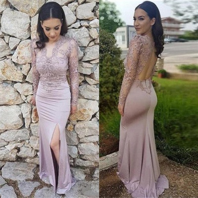 Long Sleeve Lace Prom Dresses |  Prom Dress with Open Back_4