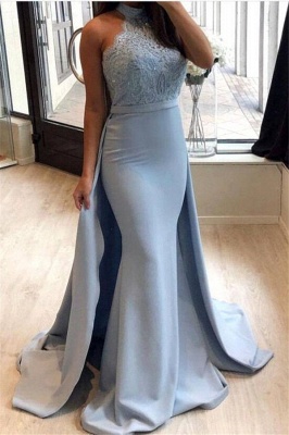 Sexy Sheath High-Neck Prom Dresses | Lace Sleeveless Eveniing Dresses with Detachable Skirt_1