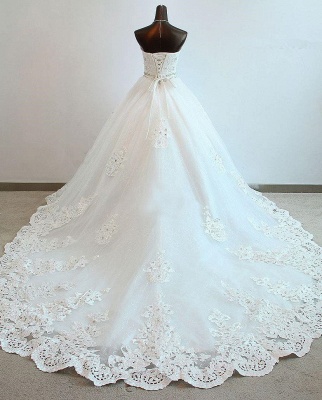 Sequined Lace-Up Sweetheart  Wedding Dresses Charming Sleeveless Ball Gown Bridal Dresses_2