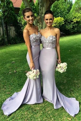 Elegant Lavender Sweetheart Lace Wedding Party Dresses Popular Custom Made Sash Long Bridesmaid Dress BO7784_1