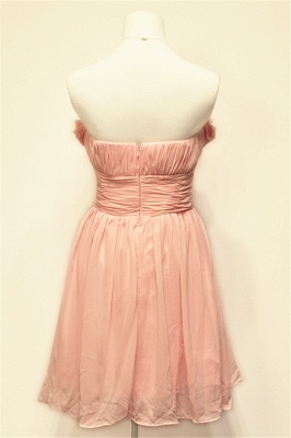 Cute Pink Strapless Mini Ruffle  Homecoming Dress A-line  Zipper Applique Short Popular Cocktail Gowns_2