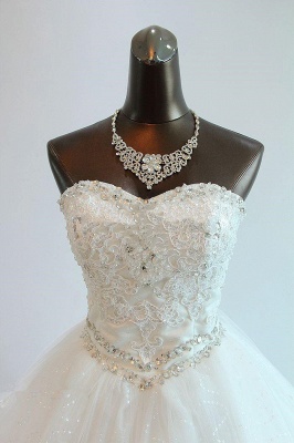 Sequined Lace-Up Sweetheart  Wedding Dresses Charming Sleeveless Ball Gown Bridal Dresses_3