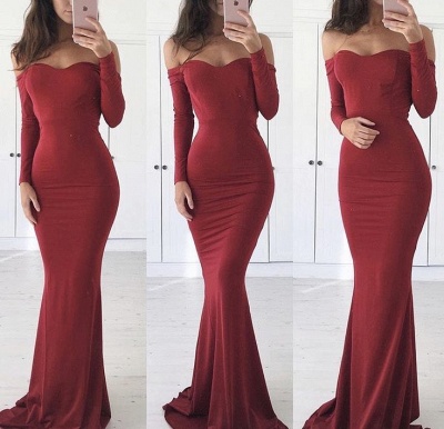 Long Sleeve Off The Shoulder Evening Dress   Sexy Bodycon Formal Dress BA7555_1