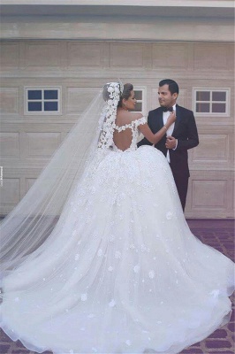 V-neck Off Shoulder Wedding Dresses Lace Ball Gown Bridal Gowns BA3538_4