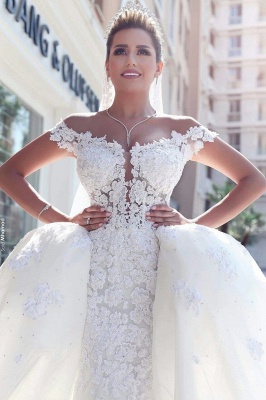V-neck Off Shoulder Wedding Dresses Lace Ball Gown Bridal Gowns BA3538_5
