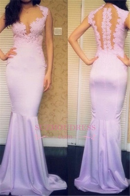 Appliques Sleeveless Popular Mermaid Sweep-Train Sexy Prom Dresses_3