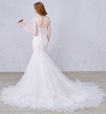Latest White Mermaid Lace Wedding Dress Elegant Court Train Plus Size Bridal Gowns_3