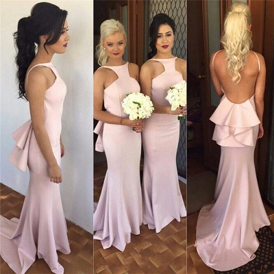 Backless Mermaid Bridesmaid Dresses Sexy Spaghetti Straps  Sleeveless Evening Dresses with Open Back_2