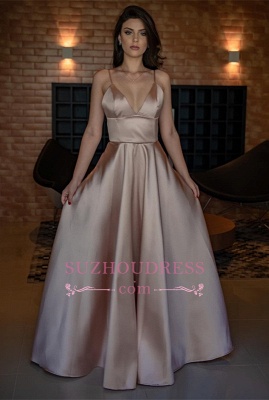 Simple V-Neck Sleeveless Prom Dress | Spaghetti-Straps A-line Evening Dresses_4
