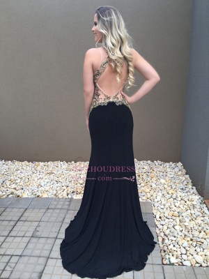 Sexy Black High Neck Prom Dress |  Mermaid Appliques Evening Dresses_1