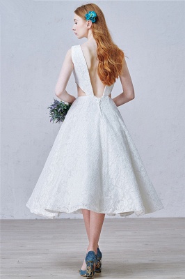 Puffy Lace Skirt  Prom Dresses Backless Tea Length New Arrival Evening Dress_4