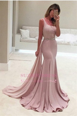 Backless Elegant Ruffles Mermaid One-Shoulder Crystal Prom Dress BA3981_2
