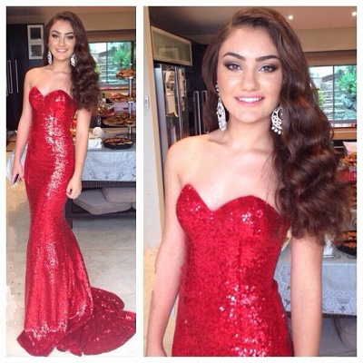 Sweetheart Sexy Sequined Red Evening Dress  Party Dresses Long Prom Dress 36213D_3