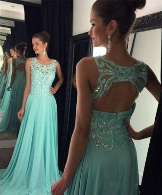 A-Line Halter Crystal  Prom Dress Latest Zipper Beading Chiffon Party Dress GA028_1