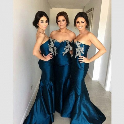 Sweetheart Mermaid Stretch Satin   Bridesmaid Dresses Strapless Evening Dress_3