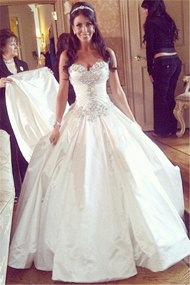 Sweetheart Ball Gown Plus Size Wedding Dresses Crystals Beads Chapel Train Princess Wedding Gowns BO9568_1