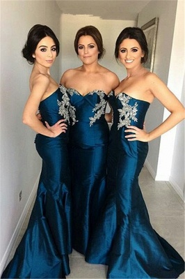 Sweetheart Mermaid Stretch Satin   Bridesmaid Dresses Strapless Evening Dress_1