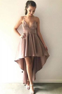 Sexy Simple Hi-Lo Homecoming Dresses |  Spaghetti Straps Backless Hoco Dresses_1