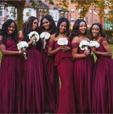 Latest Red Beading Long Bridesmaid Dress Popular Diverse Plus Size Wedding Dresses_2