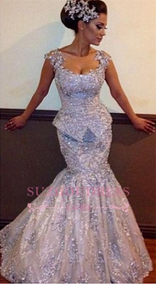 Amazing Mermaid Open Back Prom Dress  Appliques Sleeveless Sequins Evening Dresses BO7011_3