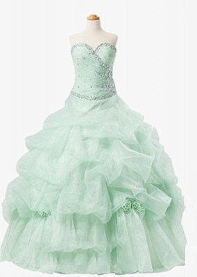 Elegant Sweetheart Crystal Ball Gown Quinceanera Dress Floor Length Tiered Custom Made Dresses with Beadings_3