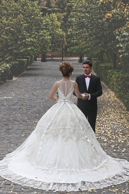 Gorgous Beading Lace Ball Gown  Wedding Dress New Arrival Bridal Gown with Long Train_3