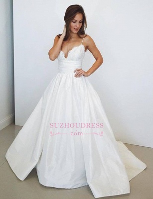 Elegant Spaghetti-Straps Lace Wedding Dress  A-Line Bridal Gowns PT041_3