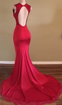 V-neck Red Backless Sleeveless Beads Front-Split Newest  Prom Dress BA5293_3