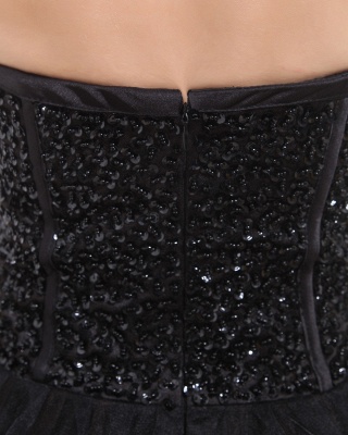 Black Homecoming Dresses  Sweetheart Sleeveless Short Sequins Beading Chiffon Appliques Sequins Cocktail Dresses_4