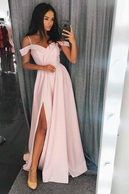 Amazing  Prom Dresses 2019 | Side Slit Spaghetti Straps Sexy Formal Dresses_4