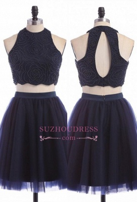 Zipper Two-Piece Sleeveless Jewel Mini Sexy Homecoming Dress_1