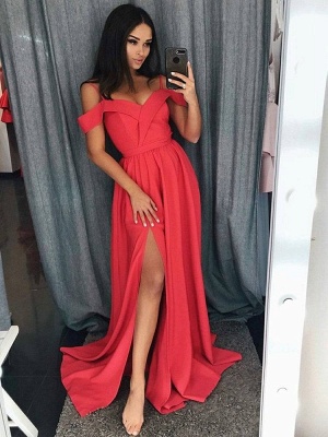 Amazing  Prom Dresses 2019 | Side Slit Spaghetti Straps Sexy Formal Dresses_5