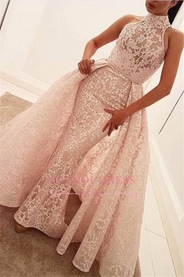 Popular Sheath  Evening Gown High Neck Sleeveless Illusion Puffy Lace Unique Overskirt Prom Dress BA6173_3