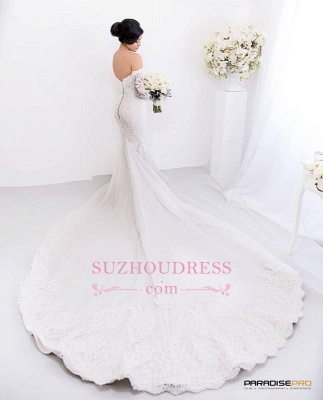 Pearls Sweetheart Gorgeous Zipper Mermaid Lace Wedding Dress_3