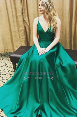 V-Neck Spaghetti Strap Prom Gowns  Beautiful Formal Evening Dress_3