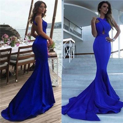 New Arrival Royal Blue Mermaid Sleeveless Prom Dresses Backless Evening Gowns BA7642_4