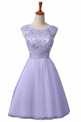 A-Line Cute Tulle Crystal Beading Short Homecoming Dress_1
