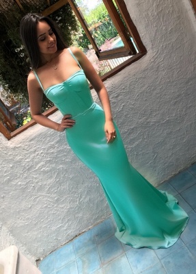 Mermaid Sleeveless Party Gown | Floor-length Spaghetti-Strap Simple Prom Dress_1