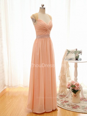 New Arrival Simple Chiffon Long Bridesmaid Dress Popular  Natural Ruffles Wedding Dresses_3