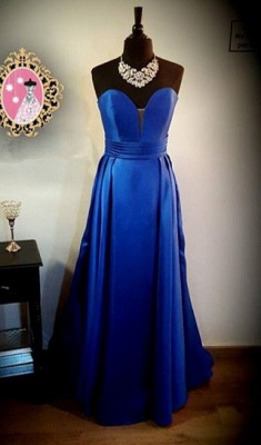 Red Satin Sweetheart  Evening Gowns Long A-line Elegant  Prom Dress_4