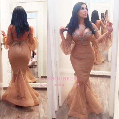 Mermiad Sexy Backless Bubble Sleeve Prom Dress  Sequins Plus Size Off-the-Shoulder Evening Gown_1