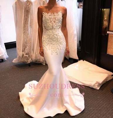 Shiny Long Mermaid Evening Gown  Beading White Prom Dresses BA5245_1