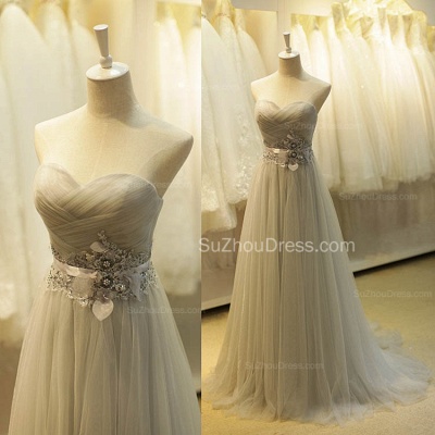 Formal Sweetheart Tulle Long Grey Prom Dresses Plus Size  Lace-up High Quality Evening Gowns BA3828_3