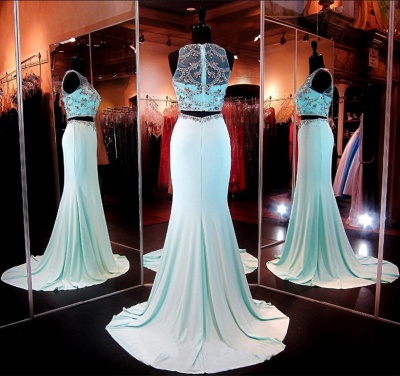 Two Pieces Sexy Mermaid Long Formal Occasion Dresses Sweep Train Beading Evening Dress CE0109_3